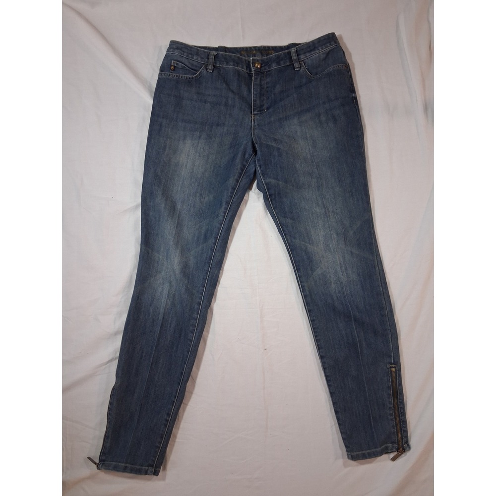 Michael Kors Women's Size 12 Blue Jeans Ankle Zip Skinny Stretch Denim